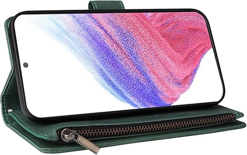 Miniatura 6 de ZZXX Funda para Samsung Galaxy A53 5G con ranura para tarjeta de bloqueo RFID, piel sintética suave de alta calidad, con cremallera, con correa para