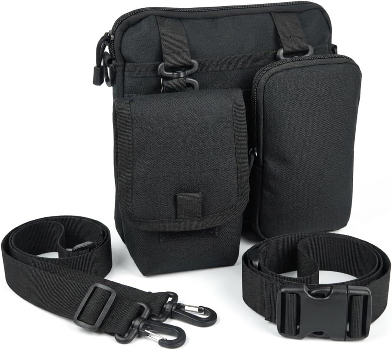 Buraku Server Apron Pouch - Detachable Waiter Money Bag & Organizer Pouch for POS, Tablet, Server Book, Black