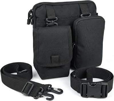 Buraku Server Apron Pouch - Detachable Waiter Money Bag & Organizer Pouch for POS, Tablet, Server Book, Black