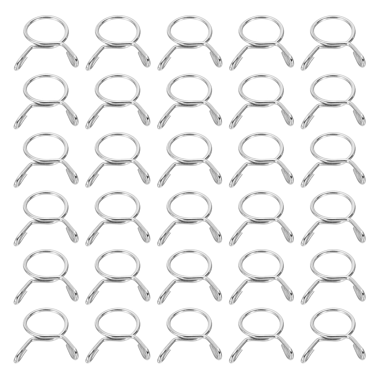 sourcing map Fuel Line Hose Clips 30Pcs 13mm ID 15mm Clamp Dia. 304 Stainless Steel Tubing Spring Clips Clamps Assortment for Air Hose Tube Water Pipe Motorcycle Scooter ATV, Silver