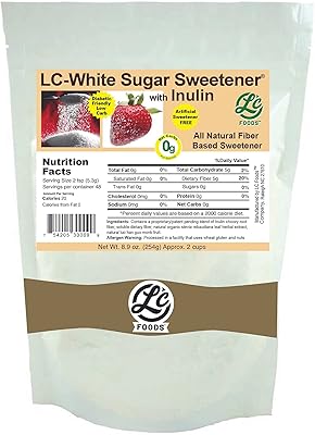Low Carb Foods White Sugar Sweetener Inulin Base | 100% All Natural Ingredients | No Fat & Cholesterol | High Fiber & Prot...