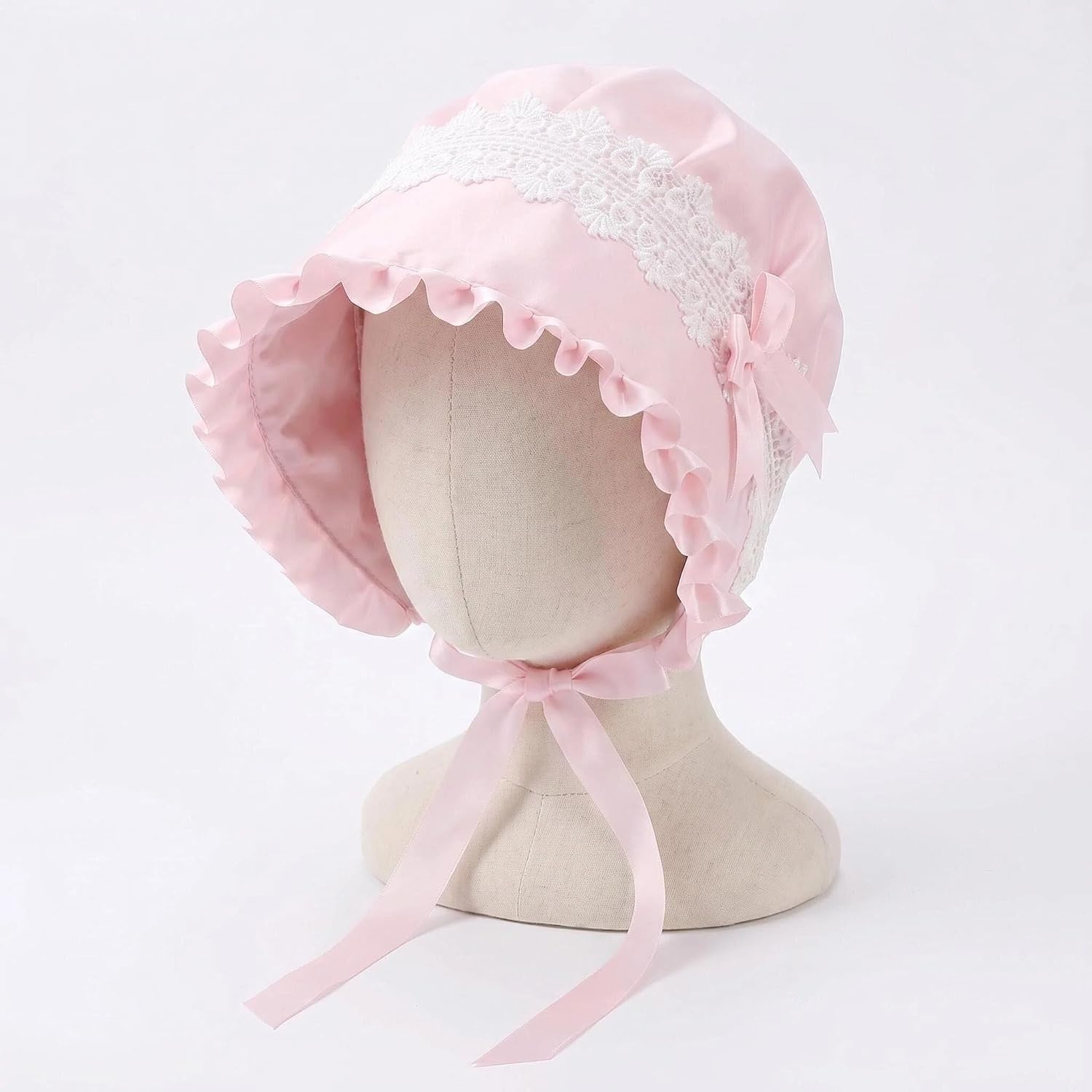 Women's Colonial Bonnet Cap, Cotton Blend, One Size, Flower Pattern, Victorian Housemaid Mob Hat Costume Accessory