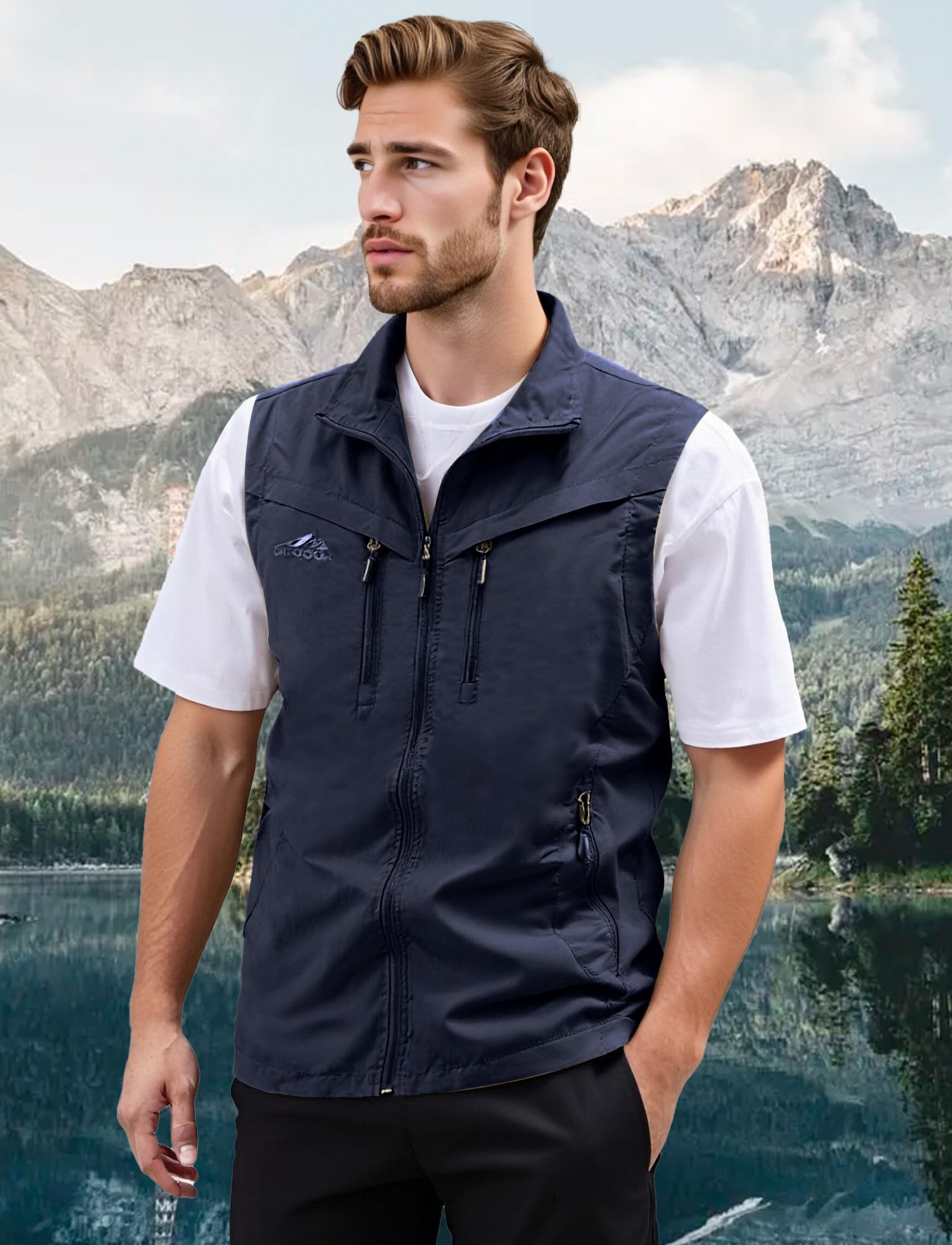 FEOYA Outdoor Weste Herren Anglerweste Leicht Schnelltrockenweste Ärmellos Weste mit Viele Taschen für Angeln Safari Jagd Fotografie Camping Multifunktionsweste Sommer