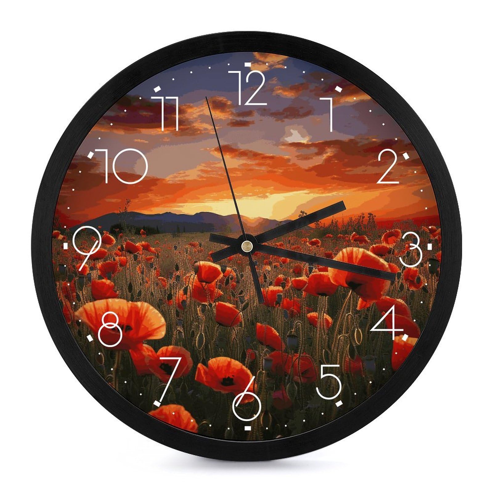 Horloge murale coquelicot rouge silencieuse pour en finir avec le tic-tac
