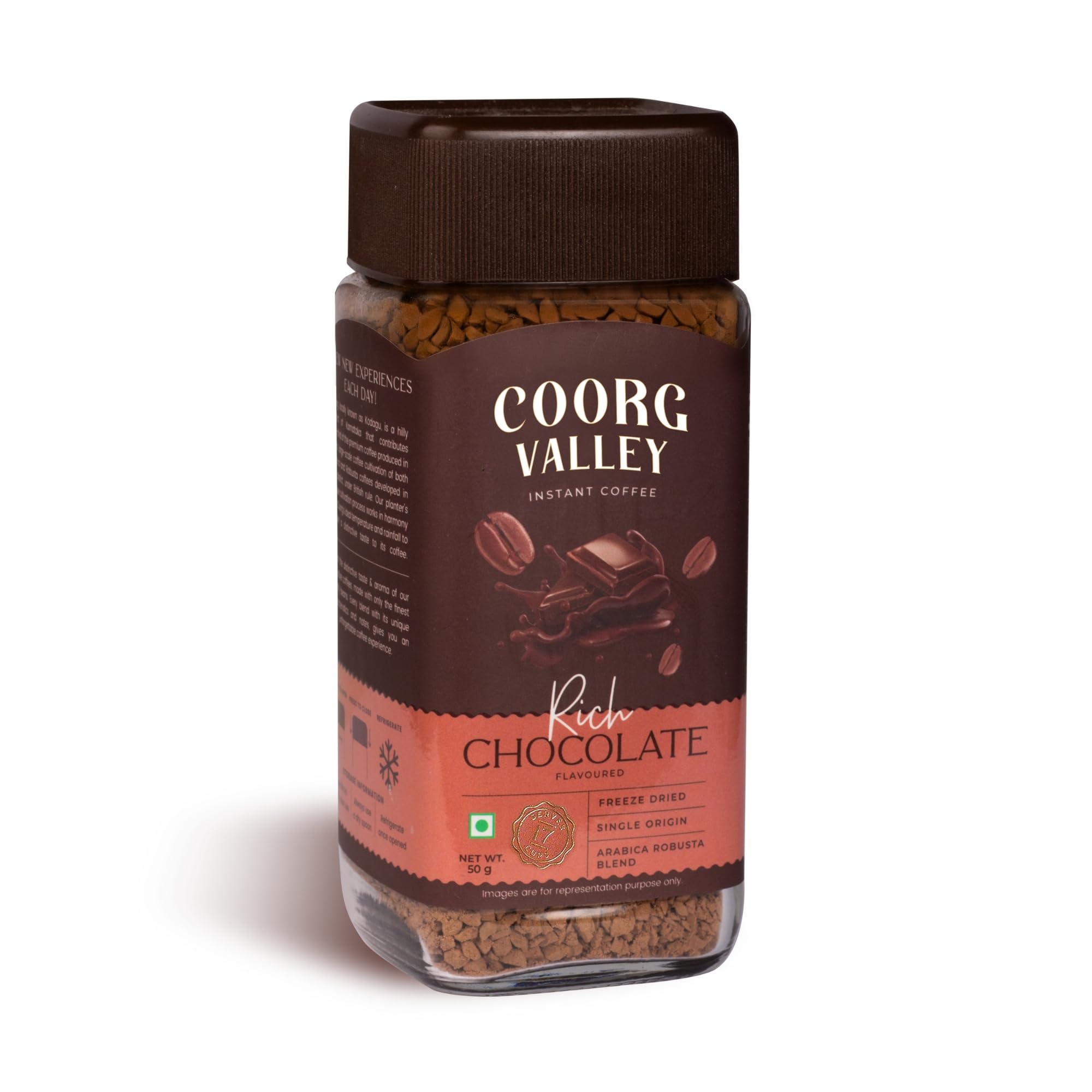 Coorg Valley Rich Chocolate Flavoured Instant Coffee - (50g Glass Jar) | Best Coffee | Freeze Dried Coffee | Instant Coffee Powder | Hot & Cold Coffee - Pack of 1-picture-20