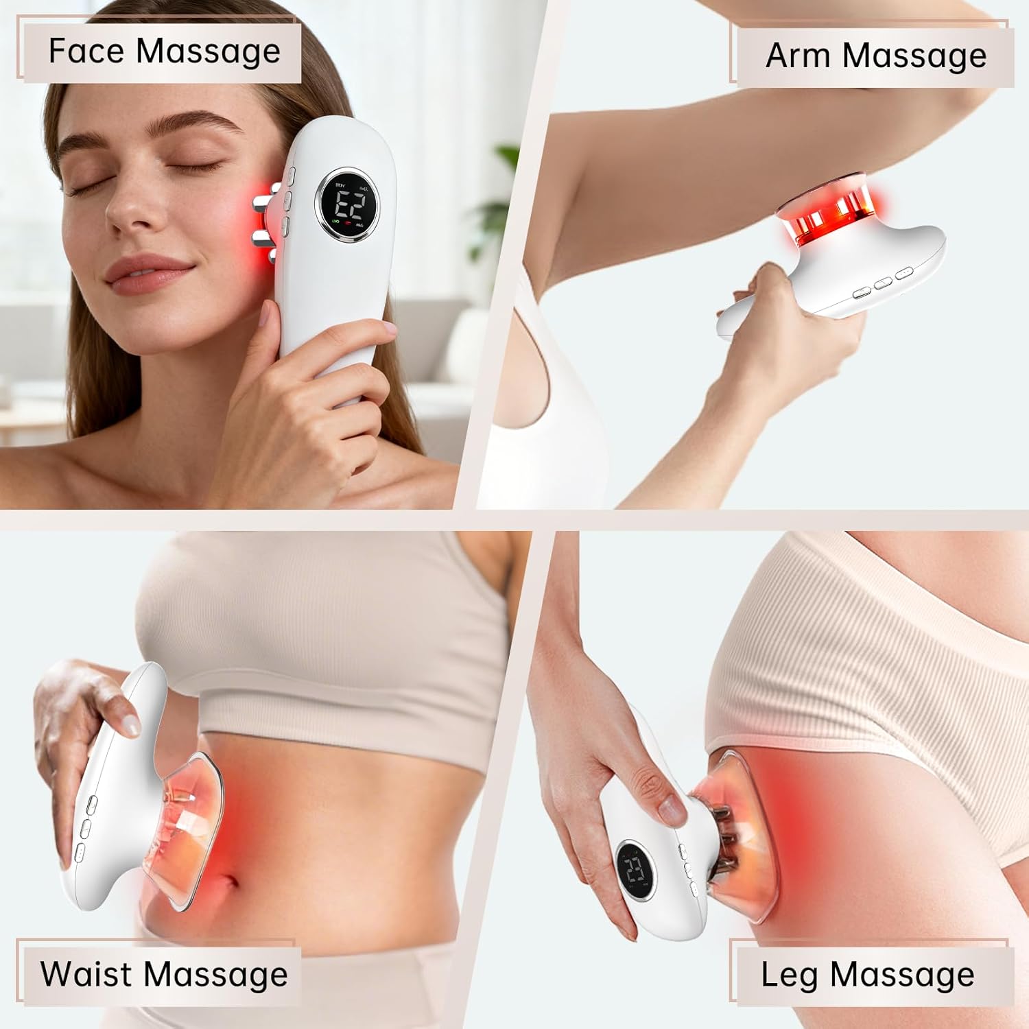 4 in 1 Body Sculpting Machine-Lymphatic Drainage Massager with 4 Adjustable Functions:Heating,Cupping,Red Light & Massage for Belly, Waist, Arms, Legs and Face - Image 6