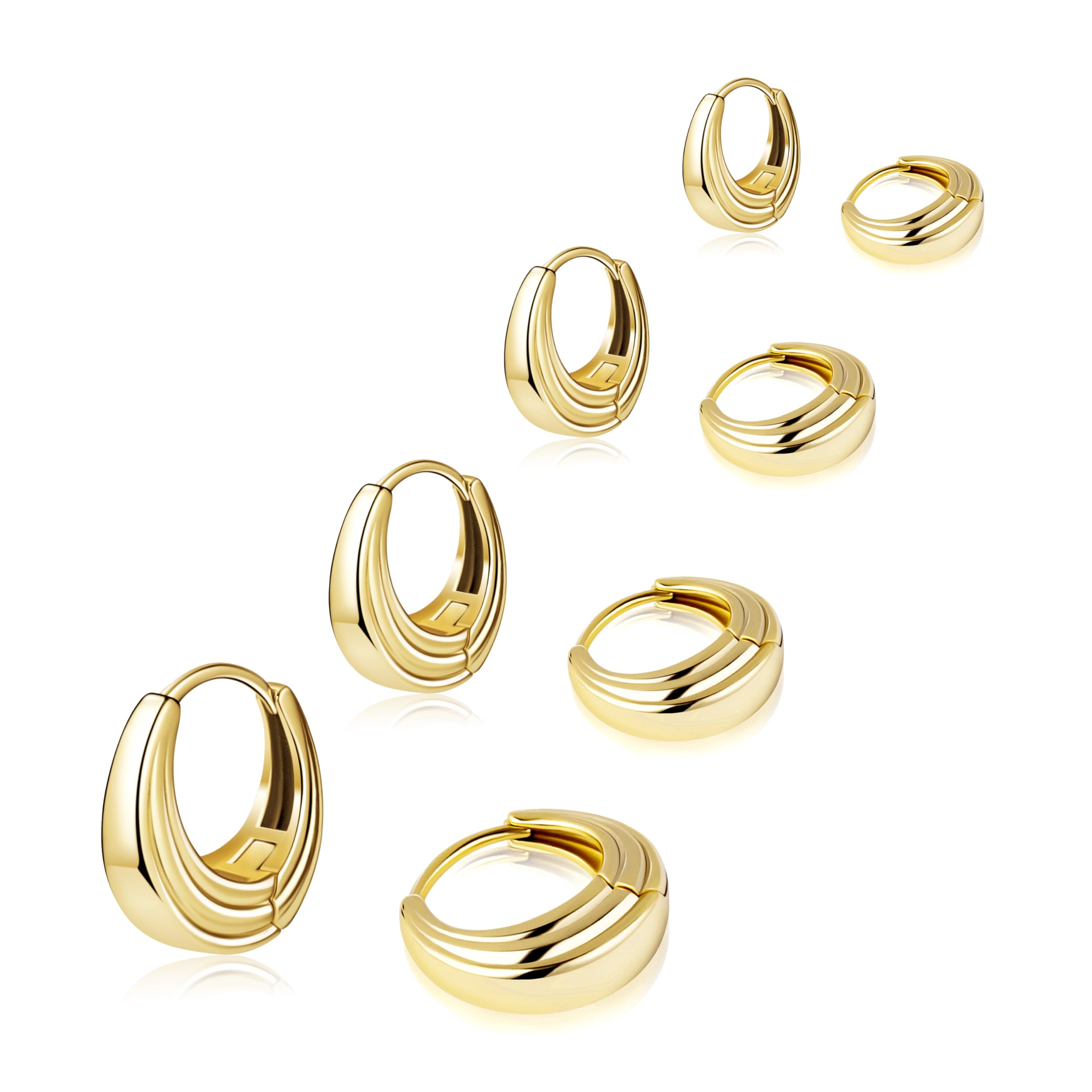 Small Gold Huggie Hoop Earrings Set for Women Men Hypoallergenic 14K Plated Stack Cartilage Earrings, Sterling Silver Multiple Piercing Lightweight Mini Thin Cute Dainty Trendy Jewelry Gifts for Women