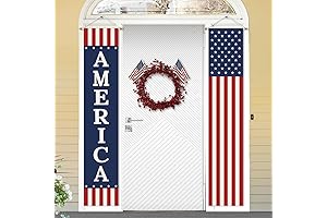 4th of July Decorations Outdoor: 2pcs Porch Banners, American Flag Front Door...