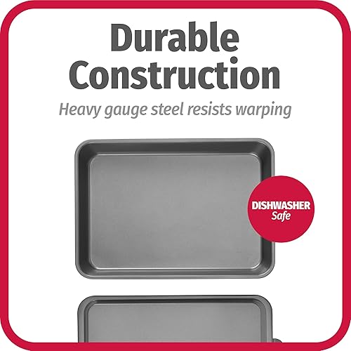 Miniatura 6 de GoodCook Everyday - Molde para hornear pasteles de acero antiadherente de 9 x 13 pulgadas con tapa de metal, color gris