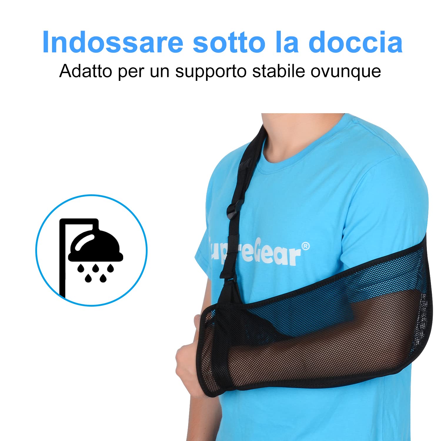 supregear Rete Tutore Braccio, Regolabile Leggera e Comoda Immobilizzatore per Spalla Traspirante Stabilizzatore per Spalla Destra Sinistra per Braccio Infortunato Gomito Polso Mano
