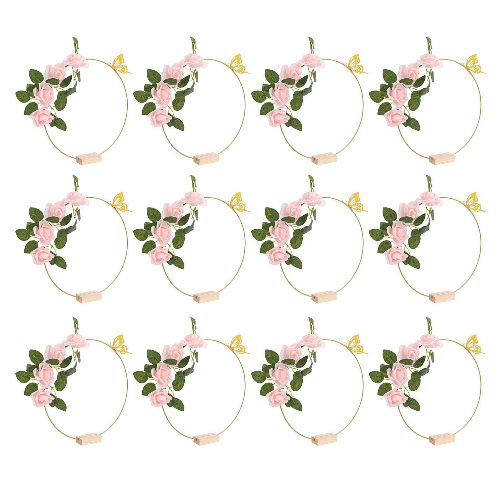 Bewinner 12 Pièces Centres de Table Floral Hoop avec Anneau Métallique