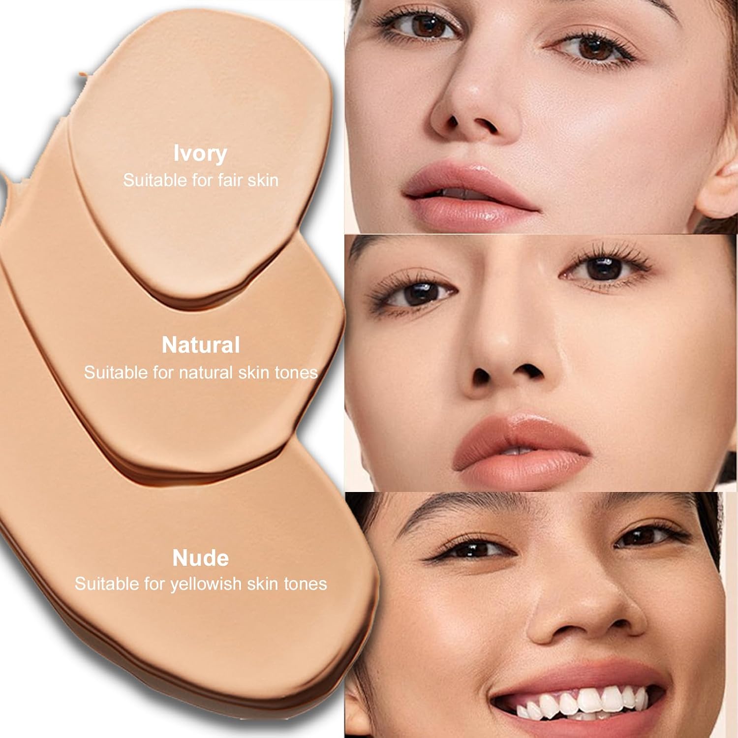 Hanae Korea Foundation Stick, All-in-one foundation (with built-in brush), lightweight and non-cakey, creates a natural finish, effectively covers imperfections, portable makeup (Nude)