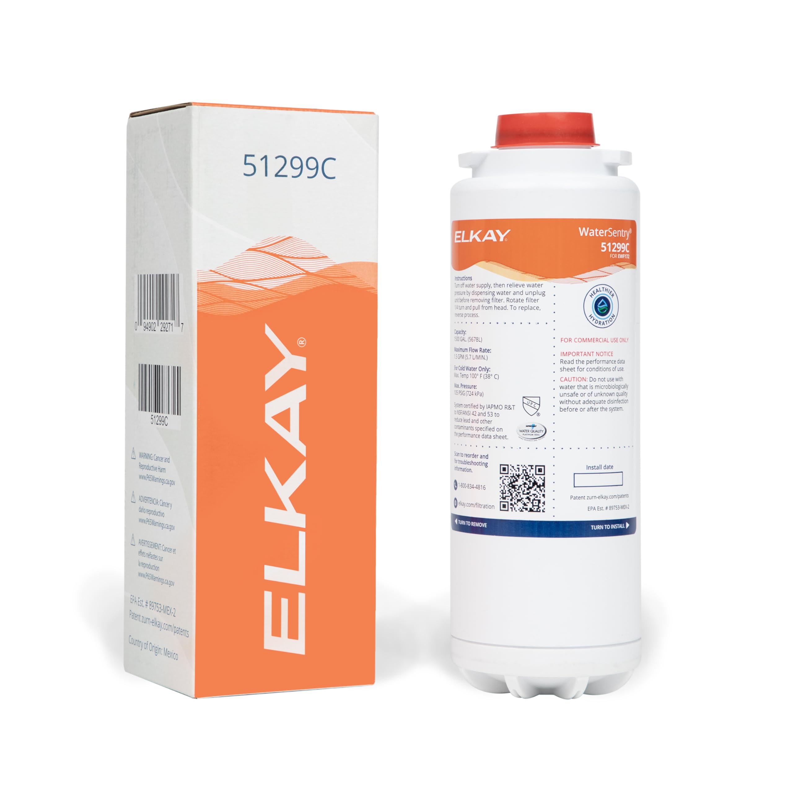 Elkay Genuine WaterSentry 51299C Lead + Microplastics NSF/ANSI Certified Filter (Coolers & Fountains)