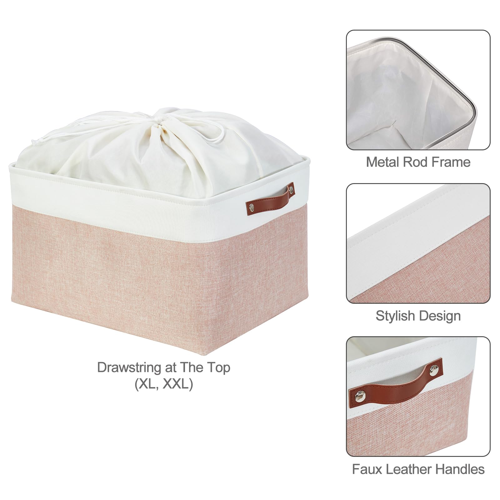 Mangata opbergmanden, verdikte canvas opbergdozen met handvat voor planken, kleding speelgoed (medium, kaki