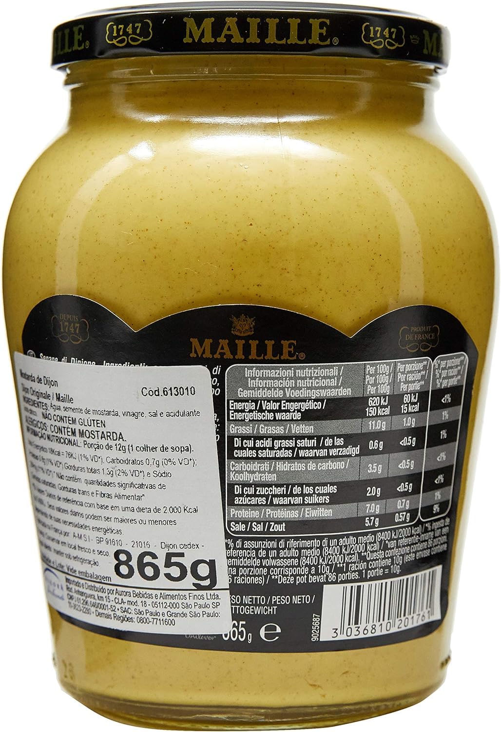 Italian Gourmet Mostarda Dijon originale cremosa Senf Big Size 3 x 865g