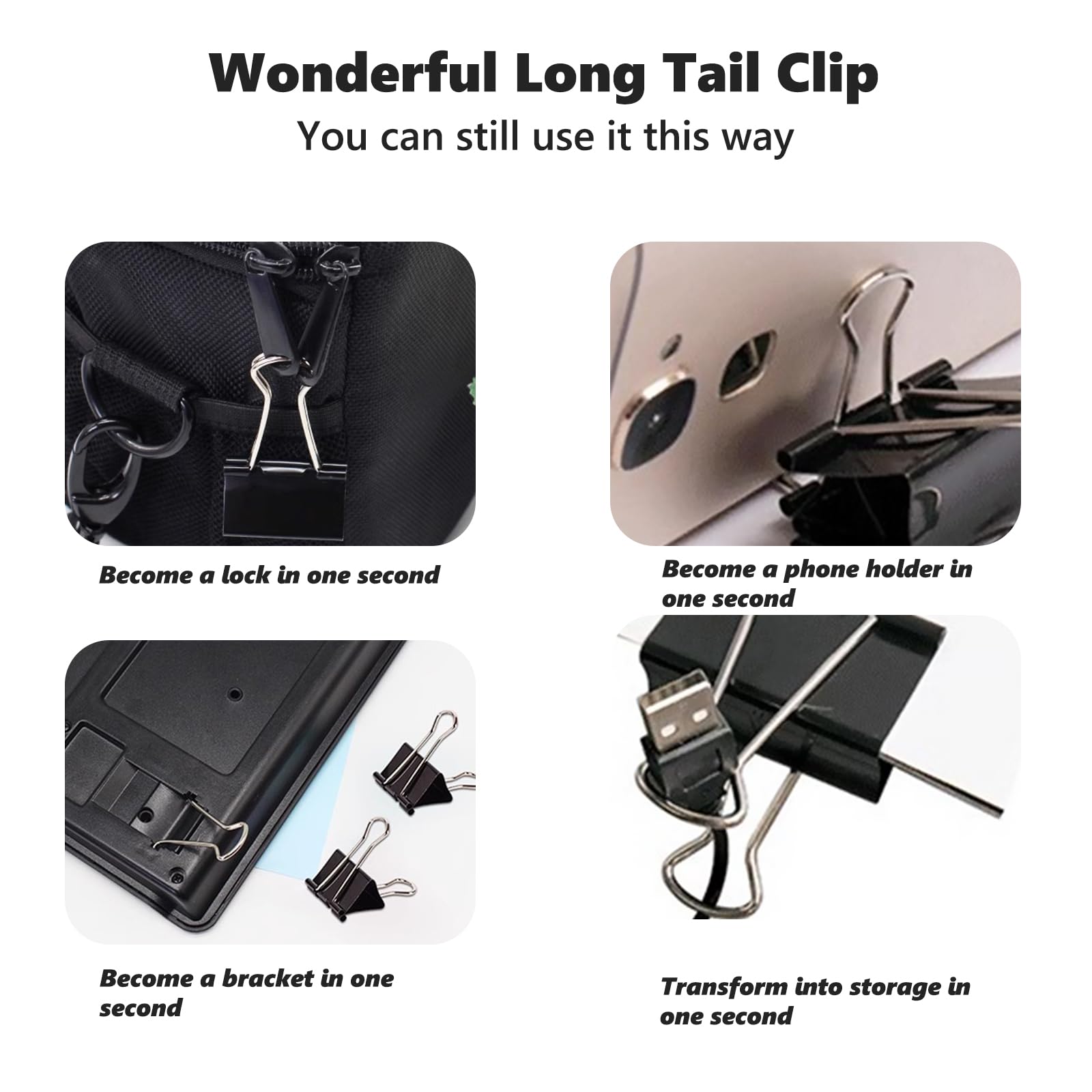 100pcs Binder Foldback Clips Assorted, Metal Paper Clamps Stationary Clips for Paperwork Bags, Office, Document, Teacher - Image 4