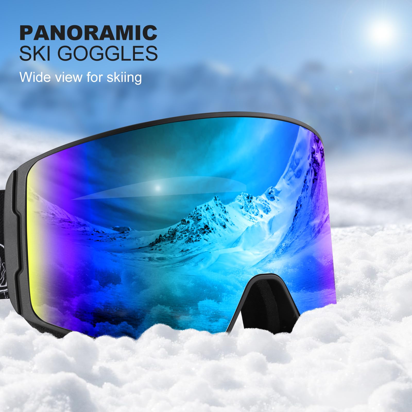 Odoland Gafas de Esquí para Niños, Gafas de snowboard Cilíndricas, Anti-niebla, Anti-UV, Chop-Viento, Amplia Vista para Niños y Niñas Compatible con Casco