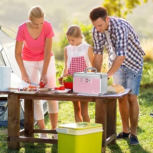 Miniatura 4 de Caja de bloqueo de medicina, caja de almacenamiento con cerradura para dormitorio con cerradura de llave. Pequeña y rosa de 10 x 6.7 x 6.7 pulgadas