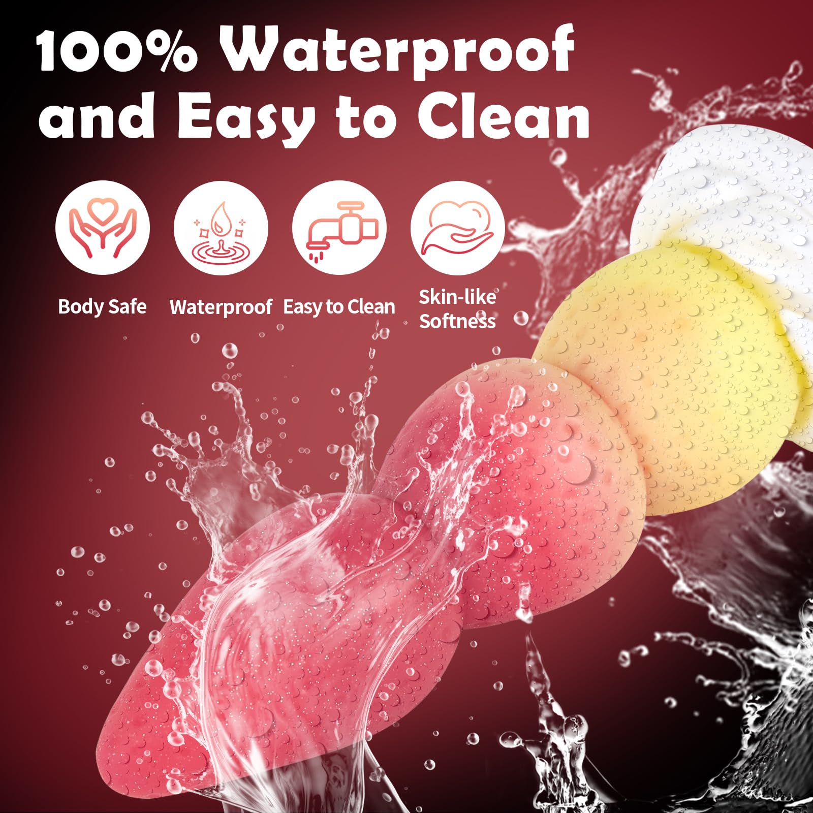 Cute Anal Plug 8" Silicone Knot Dildo with Strong Hands-Free for G-spot Stimulation, Anal Dildo with 3 Knots Sex Toys for Women Men Couples Silicone Realistic Dildos Butt Plugs Anal Beads Vibrating