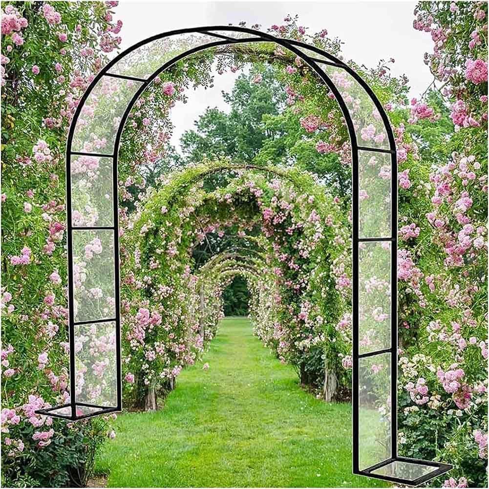 Arche de jardin en métal vert pour embellir les allées et masquer les vis-à-vis
