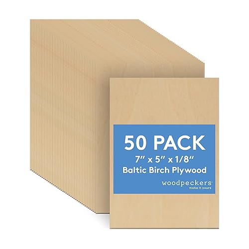 Woodpeckers - Madera contrachapada de abedul báltico, 0.118in, 18 x 5 x 7 pulgadas, paquete de 50 hojas de abedul báltico de grado BBB, perfectas