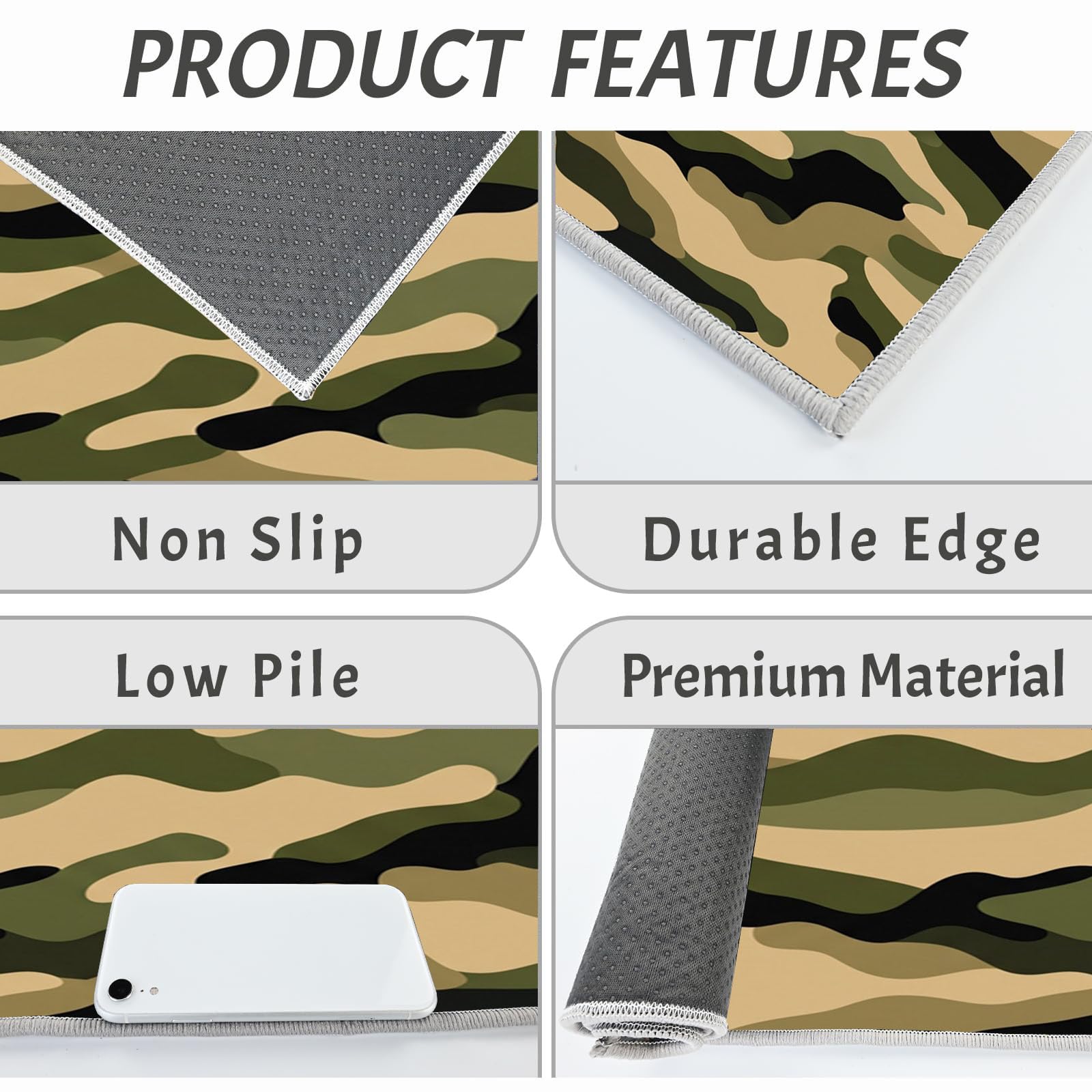 Juego De 2 De Alfombras De Cocina Geometría De Camuflaje Abstracta | Alfombra Antideslizante Lavable para Cocina, Cubo De Onda Retro Conjuntos Absorbentes para Pasillo Entrada, Verde Militar
