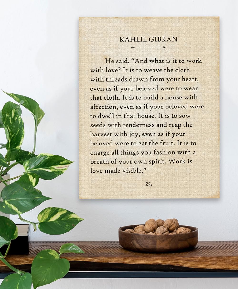 Amazon.com: Kahlil Gibran Work Is Love Made Visible Quote Wall Art