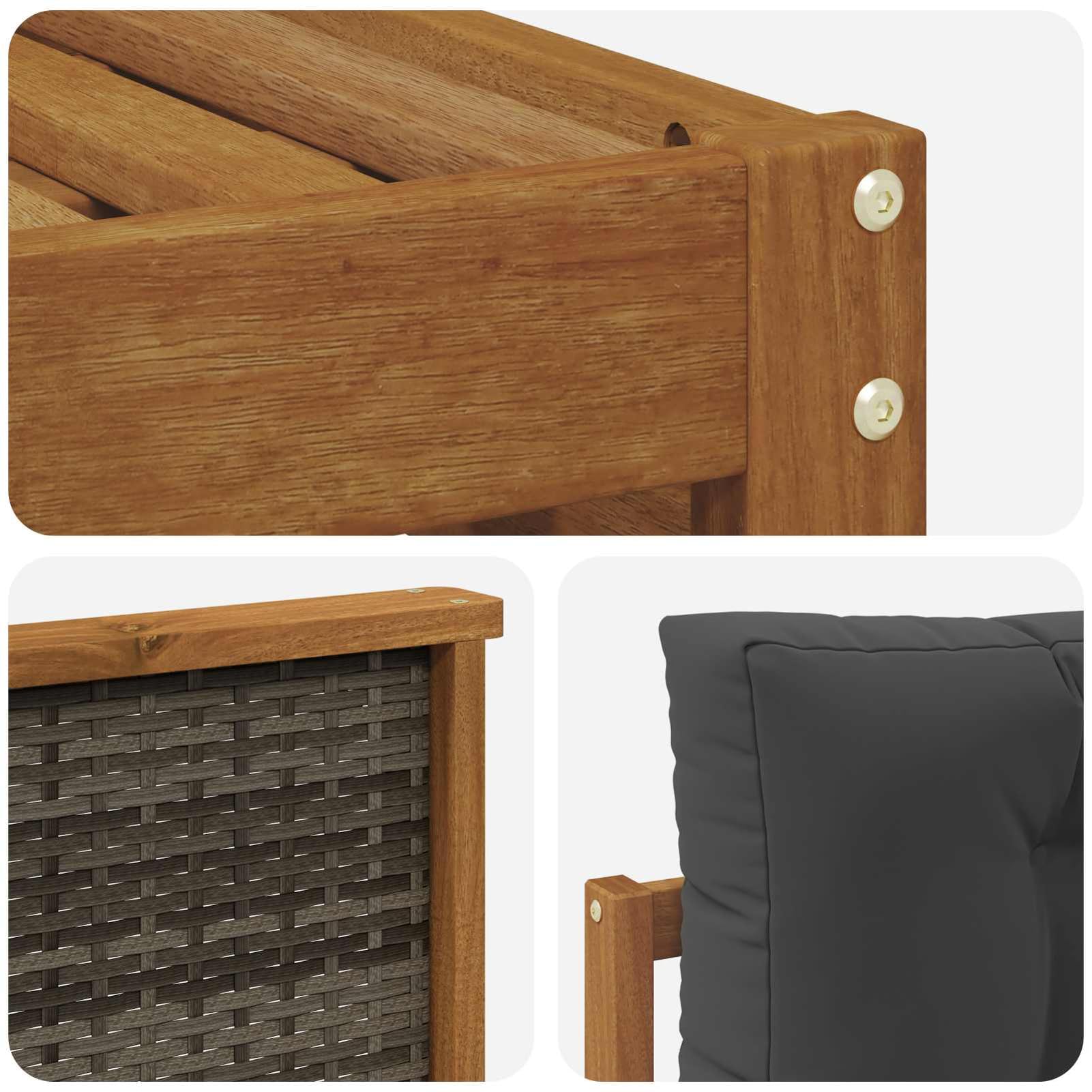 Outdoor Möbelset aus massivem Akazienholz, wetterbeständig, modulares Design für Garten, Terrasse und Balkon 3383080