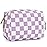 Narwey Small Checkered Makeup Bag for Purse Mini Cosmetic Bag Travel Makeup Pouch Zipper Pouch Cute Make up Bags with Compartments for Women Girls (Purple Checkerboard, Small)
