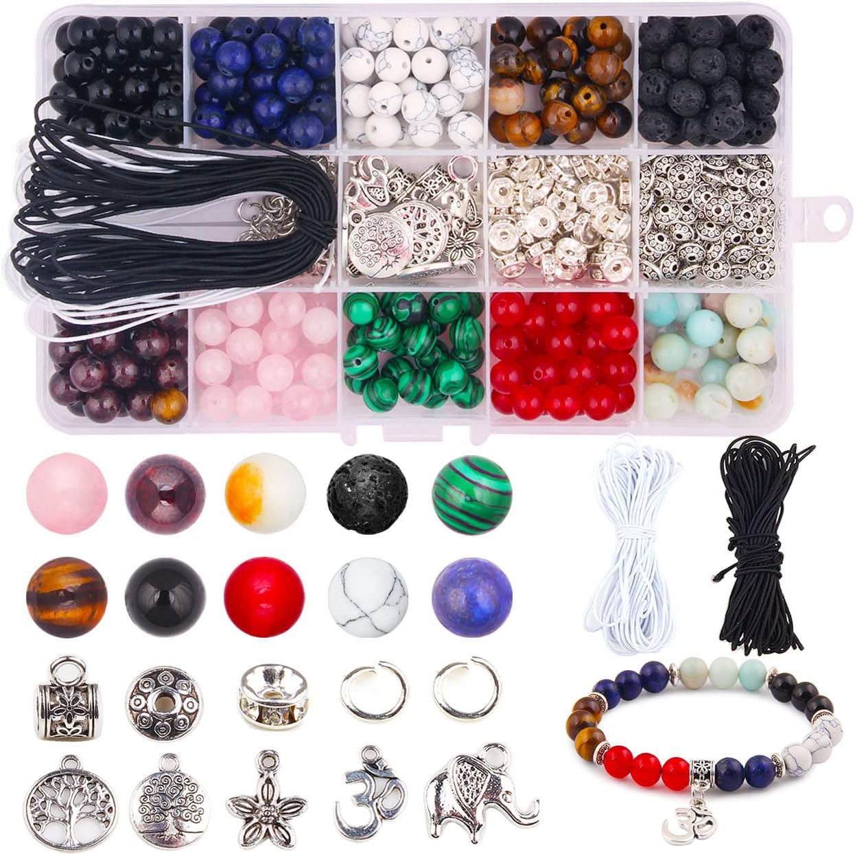 Nenjindz Chakra Beads Kit, 418PCS Chakra Beads for Jewellery Making,8mm