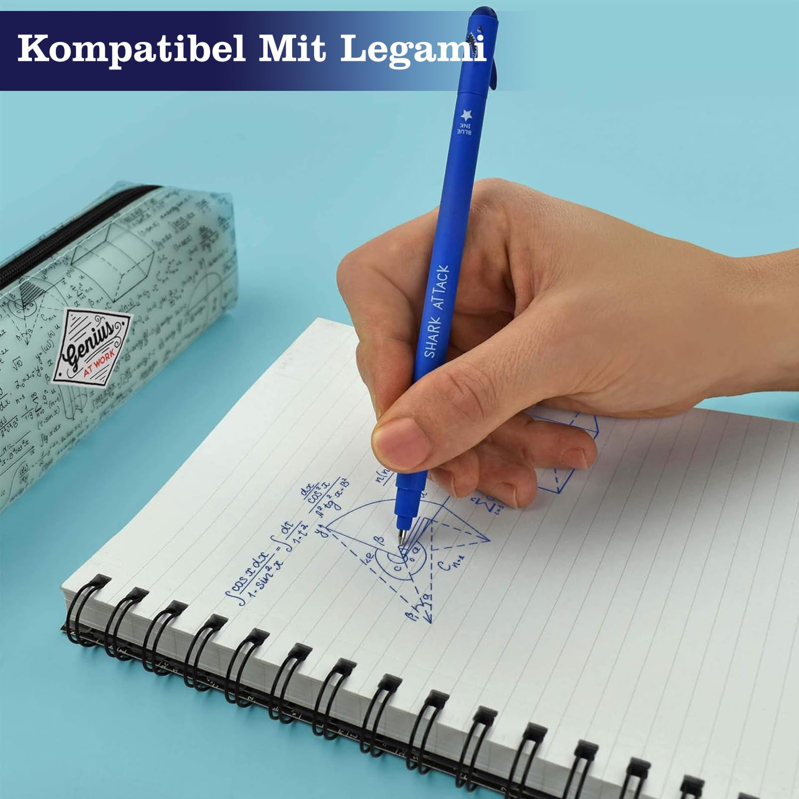 14 mine di ricambio cancellabili blu nero - compatibili con Legami - punta della penna 0,7 mm, facili da cancellare, per la scuola e la vita di tutti i giorni, altezza 13 cm