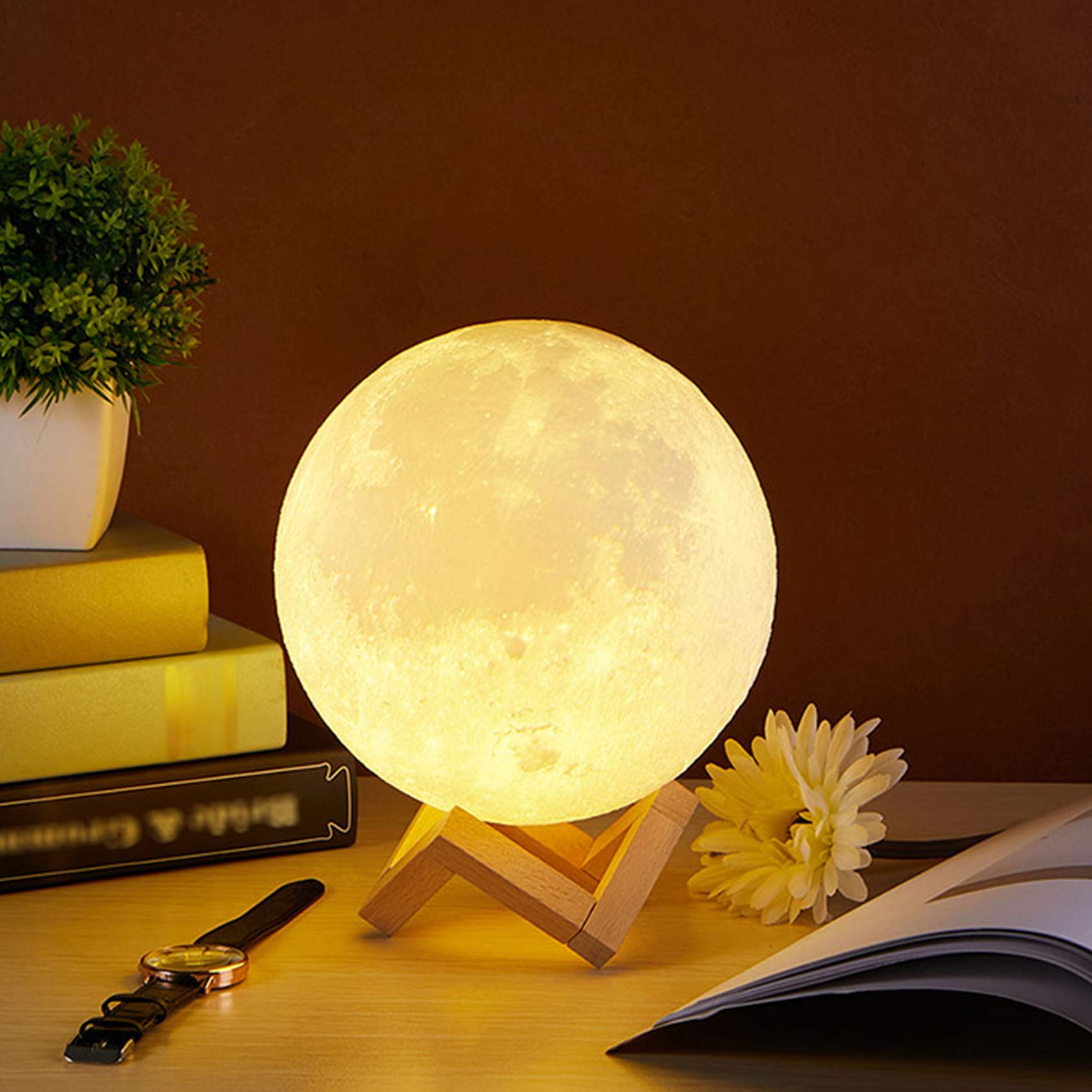 Lámpara de luna Galaxy Moon Night Light Impresión 3D Temporizador regulable Luz de luna 16 colores con soporte y control remoto y táctil y USB recargable, cumpleaños para bebés niños amigos fiesta