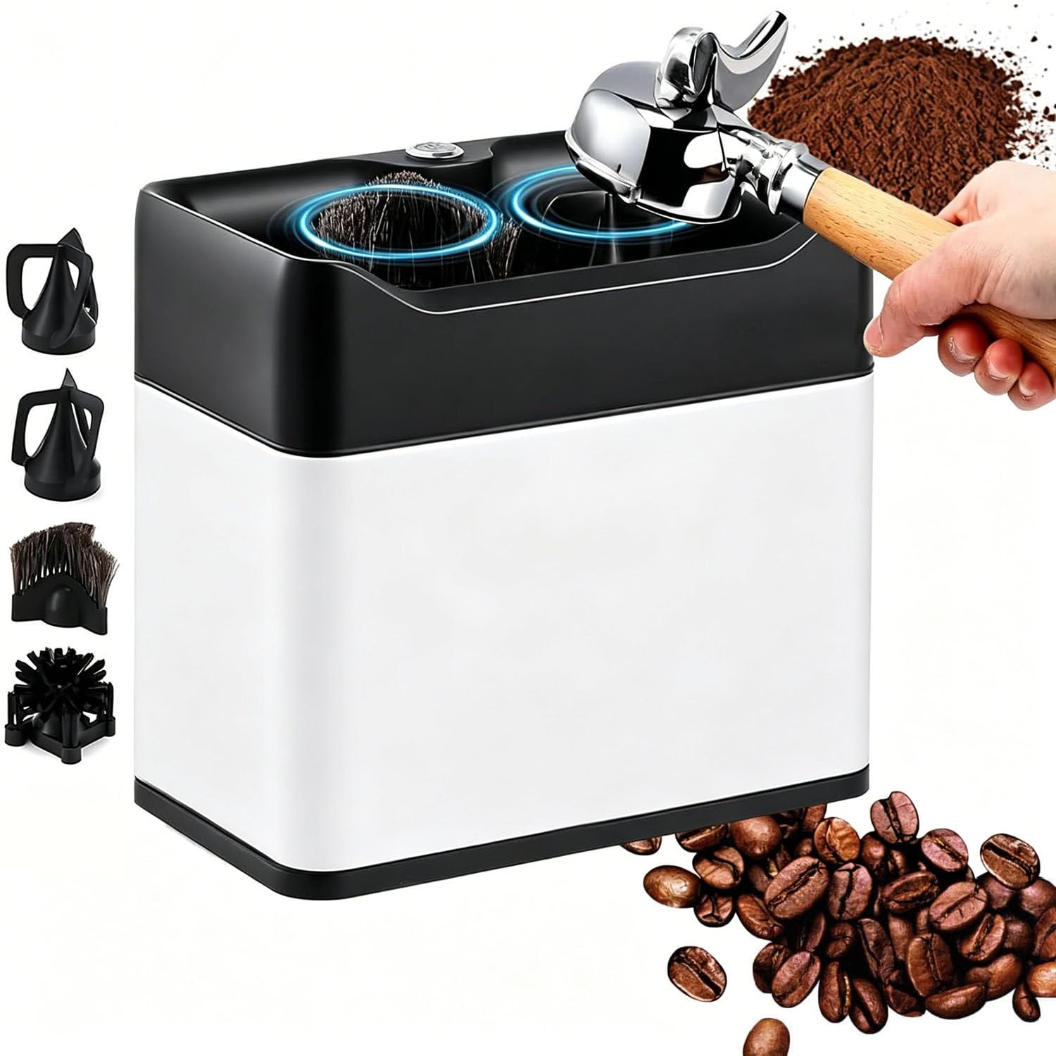 Automatic Espresso Portafilter Cleaner for 58mm Single & Double Cup White