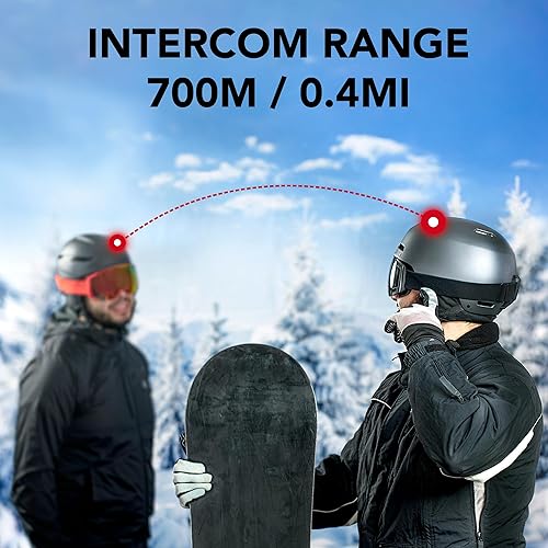 Miniatura 5 de Sena Snowtalk 2 - Auriculares Bluetooth universales para cascos de nieve con intercomunicador inalámbrico integrado, color negro