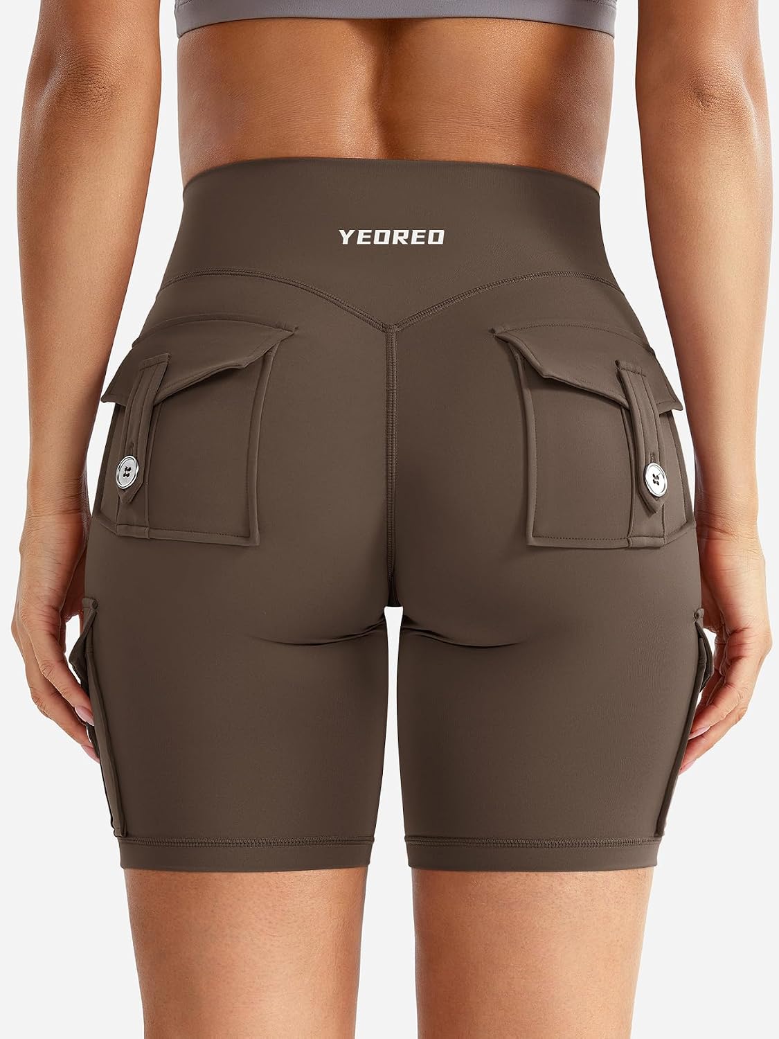  CoreFlex Women Workout Cargo Shorts 8" | Hidden Scrunch, High Waisted, Gym, Yoga, Booty Scrunch Butt thumbnail