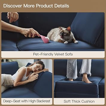 Belffin Modular Sectional Sofa U Shaped Couch with Reversible Chaises Deep Sectional Couch with Storage Ottoman Seat for Living Room,Velvet Blue