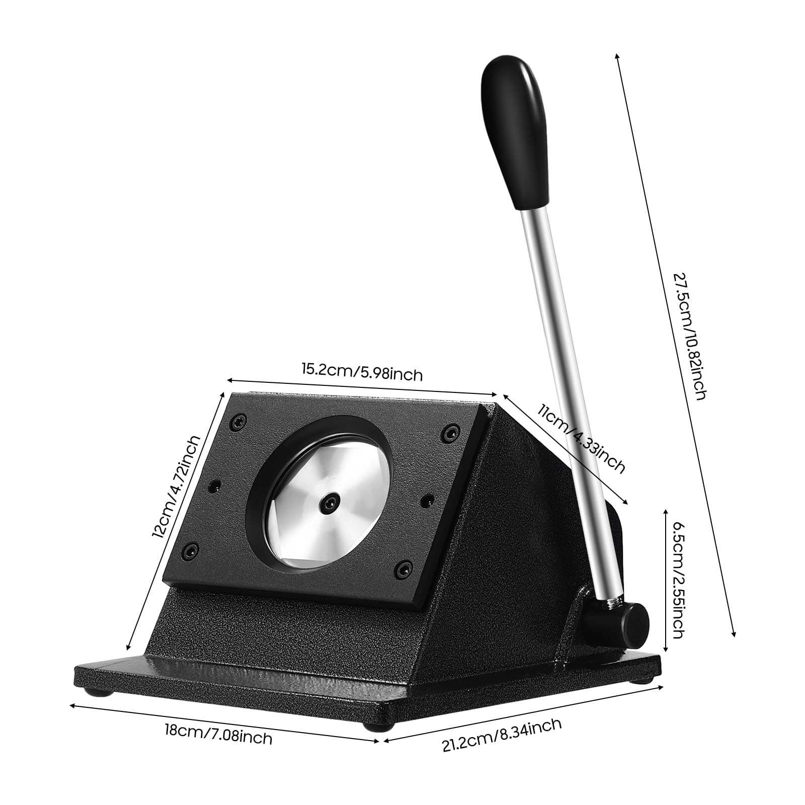 Perforatrice circolare 58 mm manuale con manico lungo 27,5 cm e base stabile 21 x 18 cm, lame in acciaio inox temprato, punzonatrice circolare da 58 mm, macchina per taglierina circolare A4 e