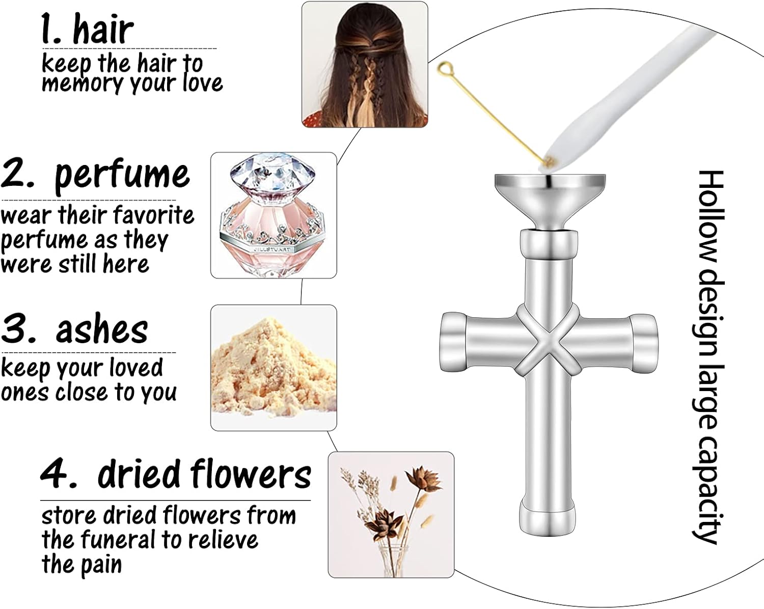 Miniatura 5 de Dletay Joyería de cremación para cenizas, collar de urna conmemorativa, joyería de recuerdo, Acero inoxidable