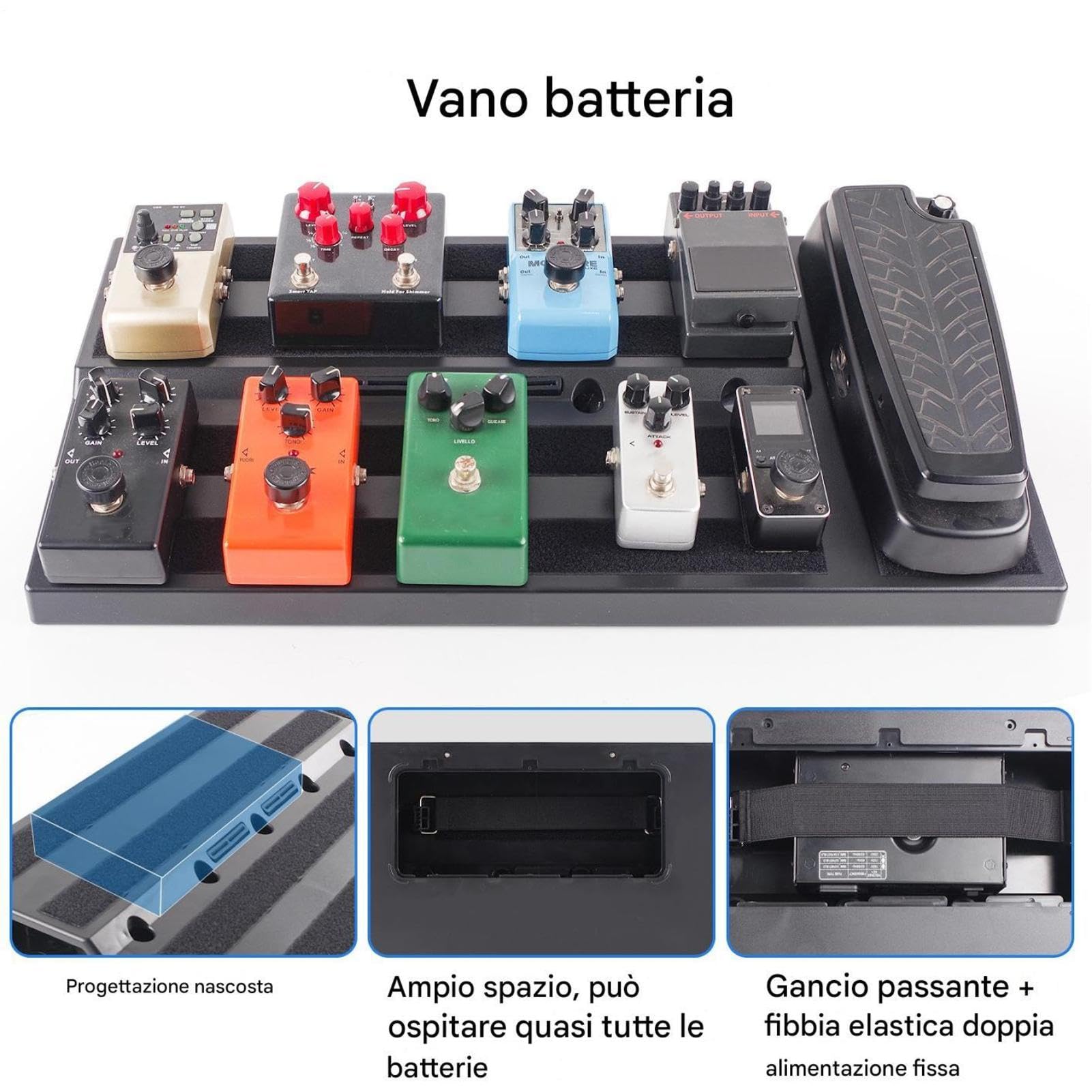 Pedalboard mit integriertem Stromversorgung, Powered Pedal Board Große | Basszubehör Hochfest leichte Pedalboard für die Aufnahme der Leistungsproben