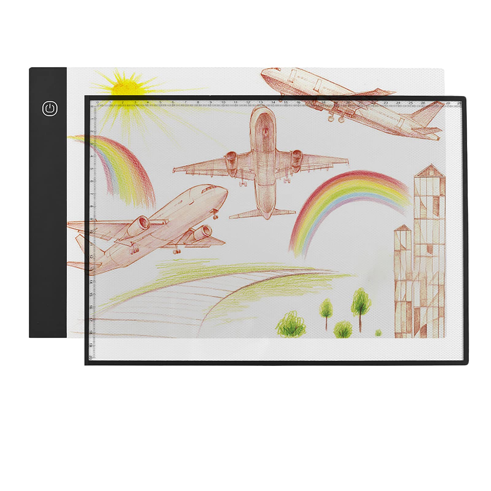 A4 Ultra-Thin Light Box LED Artcraft Eye-protecting Tracing Light Pad with Seperate Scaled Panel Holder Clamp Stepless Dimness USB Cable for Tatoo Diamond Jewel Paint Drawing Sketching Animat ertg