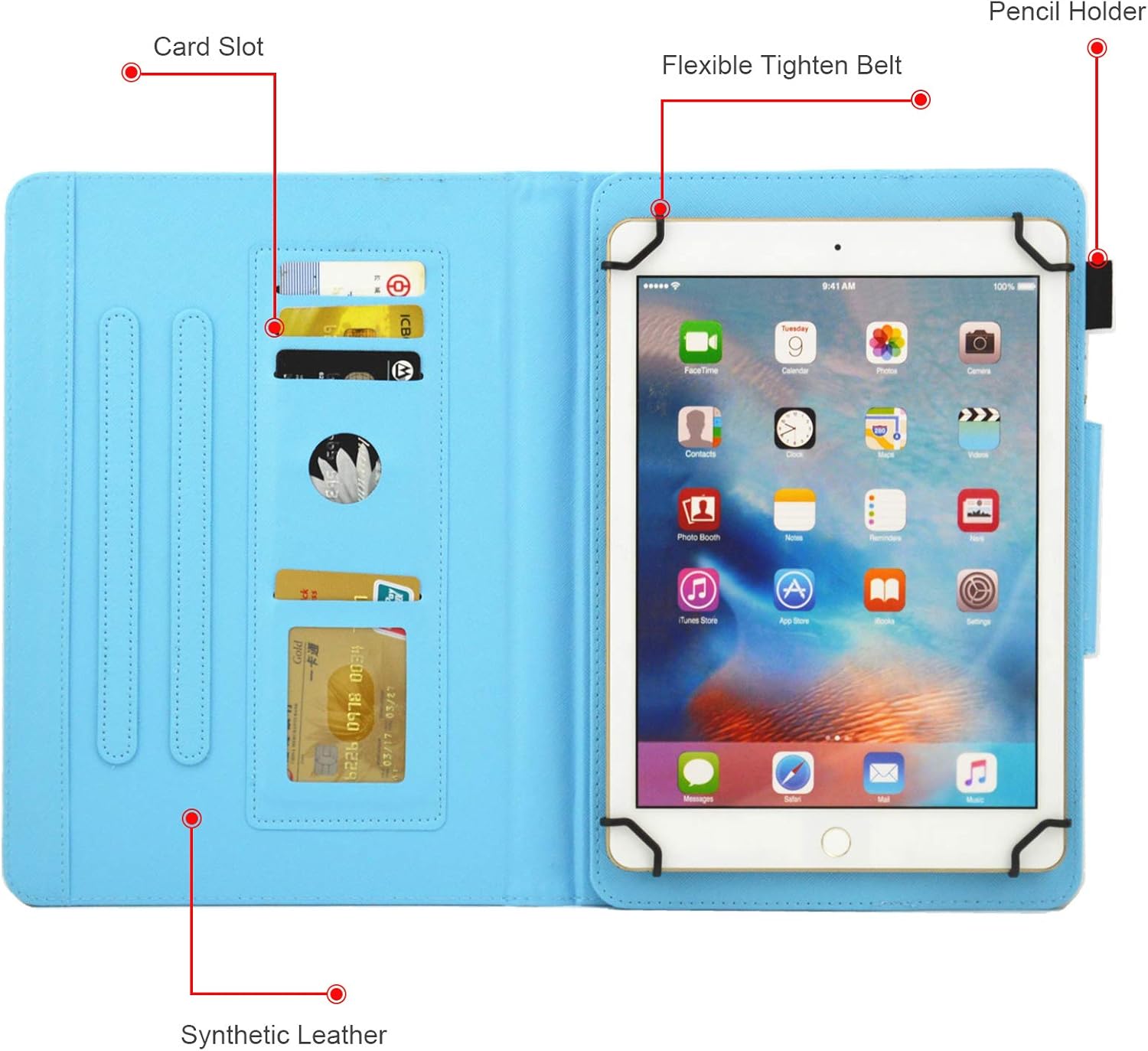 کیف چرمی Dteck برای انواع تبلت 6.5-7.5 Inch