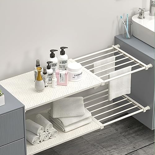 Miniatura 9 de Organizador de armario ajustable, estante de almacenamiento para armario, estante de cocina, ahorro de espacio, estantes decorativos de armario,