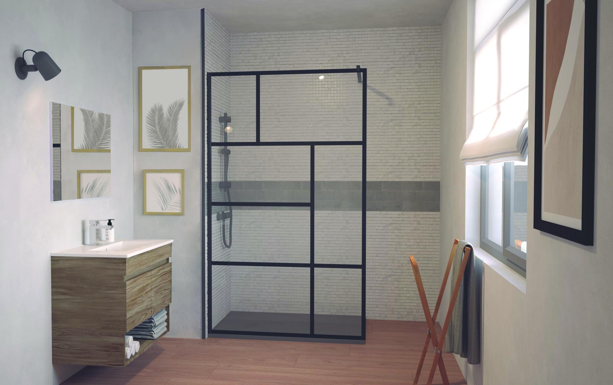 Panel FABRILIA, Acero Inoxidable, Reversible, 90 x 200 cm, Negro