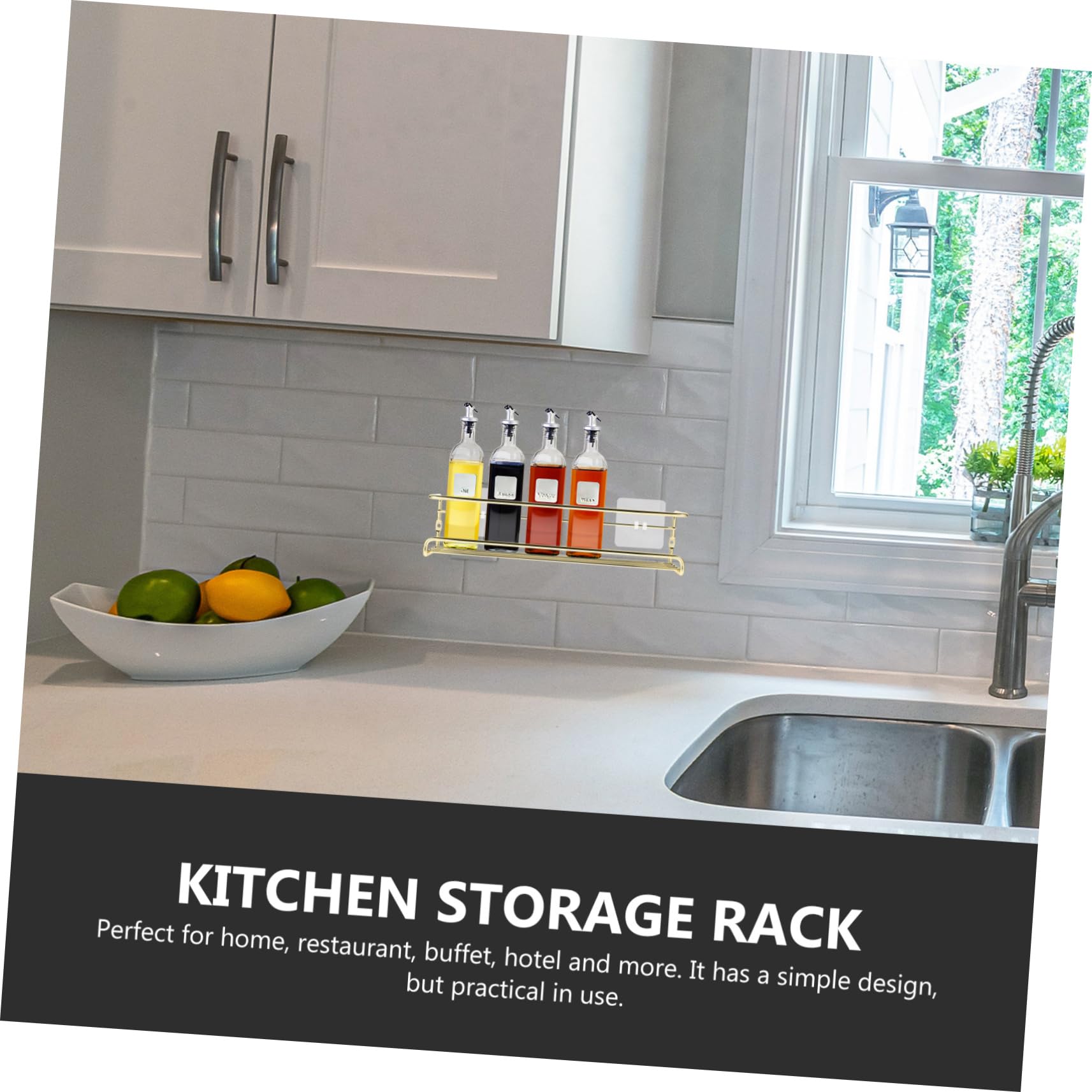 Estante Para Especias De Cocina De Metal Dorado, Organizador De Especieros De Pared, Resistente y Reutilizable, Práctico Para Hogar y Restaurante, Almacenamiento Compacto y Ahorro De Espacio