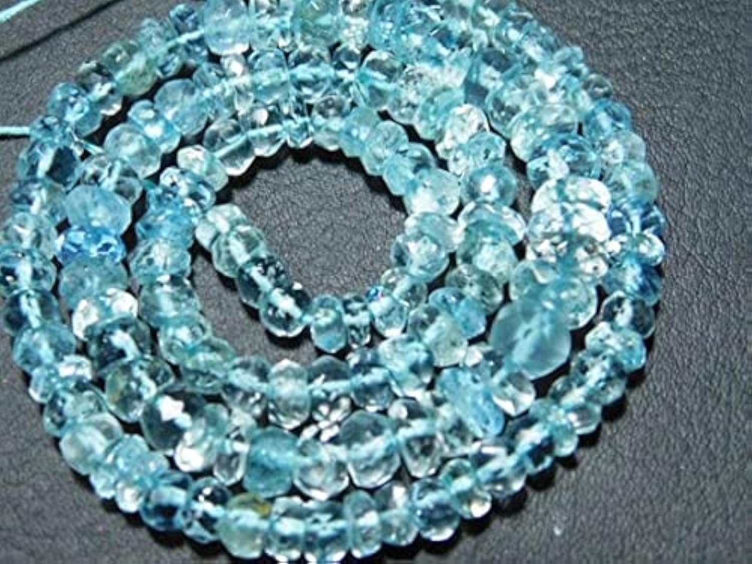 Aigue-marine bleue AAA perles rondelles facettées haut de gamme pour création bijoux