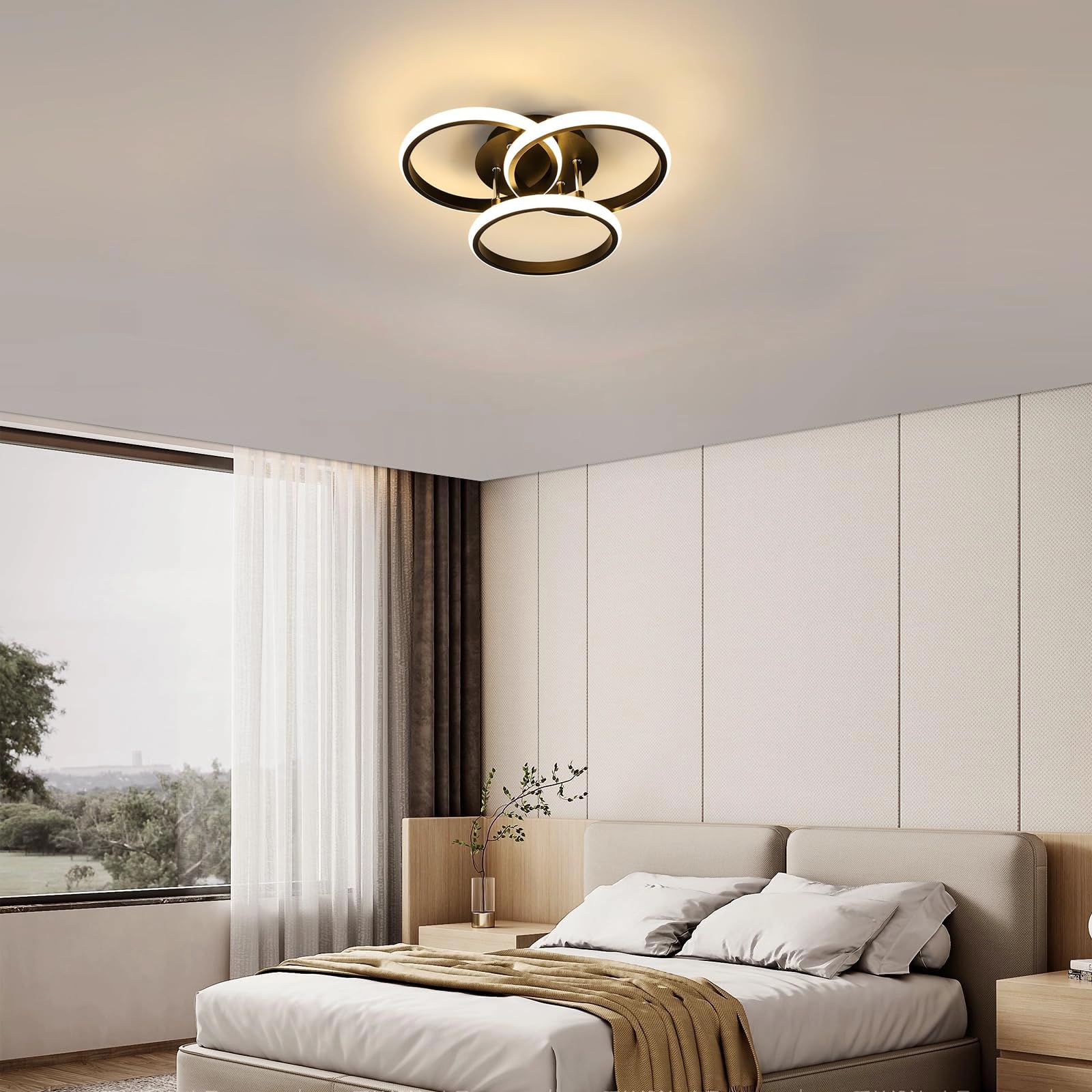 Plafonnier LED Moderne Dimmable - 40W, 4500LM, Forme Fleur, Télécommande, Blanc Chaud à Froid (3000K-6500K)