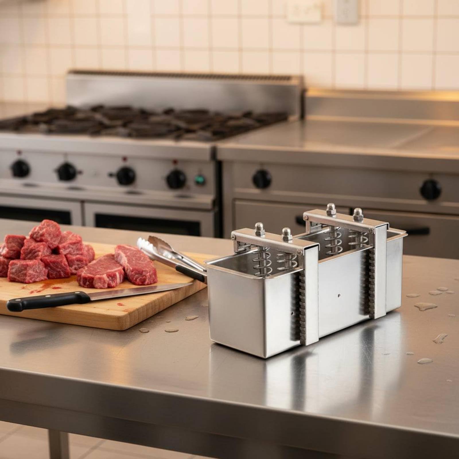Stampo per Carne in Acciaio Inox Solido Pressa Regolabile Meccanica Utensile Cucina Multifunzione Tagli di Carne E Salumi Adatto a Cucine Domestiche, 2.5KG, Fixed Bottom