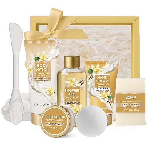 Cozy Vanilla Christmas Gift Sets for Women, 8 Piece Bath