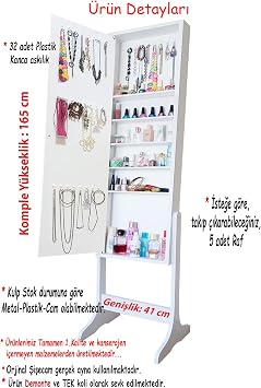 Star Disassembled Stand Mirrored Jewelry Cabinet Gift Multi-Purpose Jewelry Cabinet White