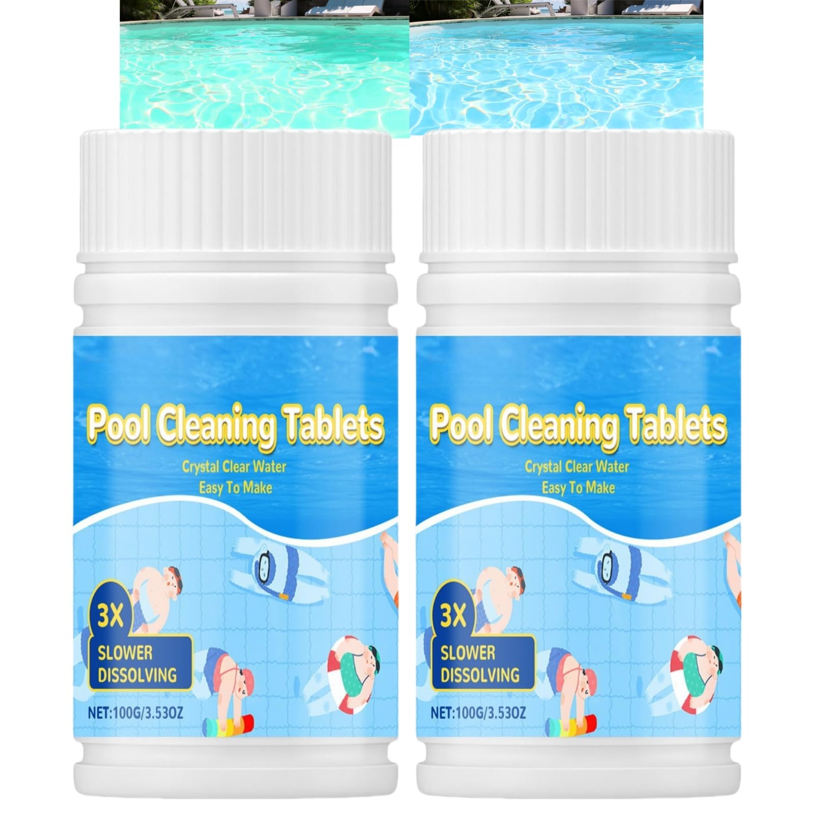 2pcs Slow-Dissolving Long-Lasting Chlo/rine Tablets for Swimming Pools,Swimming Pool Tablets,Hot Tubs,Spas,Paddling Pools,Clear Water Pool Maintenance Table/ts,Bathtub Cleaning,Clarifier&Odor Control